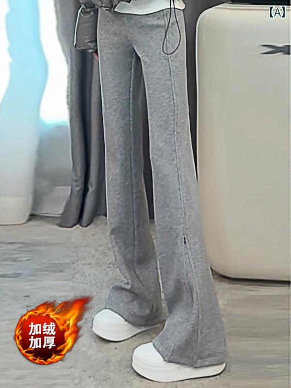 レディース ブーツカット パンツ カジュアル おしゃれ ファッション 秋冬 スリムフィット 厚手 裏起毛 万能