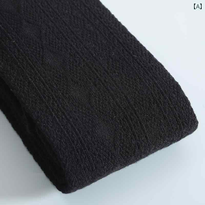 タイツ おしゃれ ファッション ストッキング ソックス 直角ヒール 秋冬 スリム 暖かい 防寒 ラムウール 非伸縮 ジャガード柄 ブラック グレー カーキ