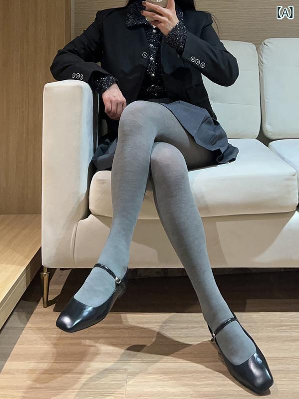 タイツ おしゃれ ファッション ストッキング ソックス フラット 春秋 軽い 暖かい 防寒 ふんわり 柔らかい ラムウール グレー