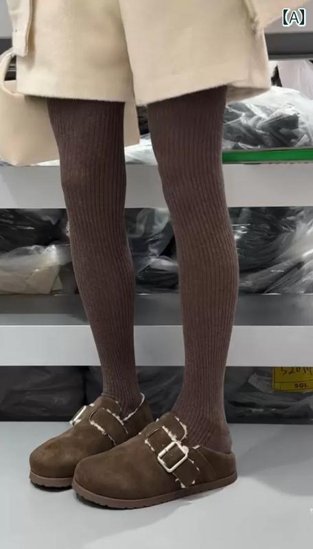 タイツ レディース おしゃれ ファッション ストッキング ソックス 秋冬 柔らかい ラムウール 伸縮性 エレガント 縦縞模様 グレー ブラウン