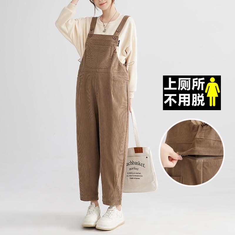 マタニティ服 美脚 脚長 部屋着 ゆったり マタニティ　パンツ　レギンス マタニティ オーバー オール 秋冬 マタニティウェア アウター コーデュロイ 大きいサイズ 冬 厚手 裏起毛 パンツ