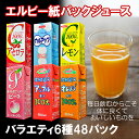 ソフトドリンク6種類48本セット(アセロラ・レモン・カルアップ・オレンジ100%・アップル100%・ピーチ)紙パックジュース/エルビー 【あす楽対応】送料無料