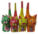 4色カラーバリ猫4匹セット(短尾)オレンジ緑黄ピンク【バリ・...
