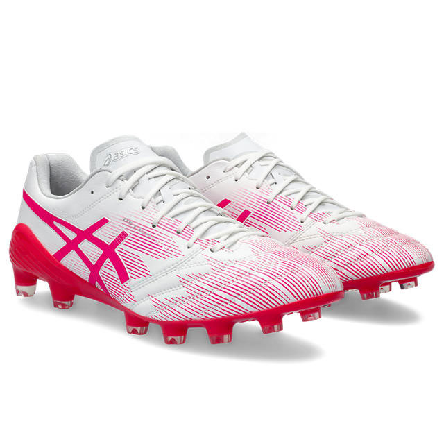 アシックス サッカースパイク DSライト X-FLY5 LIMITED ホワイト ピンクグロー 土 人工芝 天然芝 【asics2024Q1】 1101A068-100