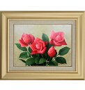 手描き 油絵 額入り油彩画 バラ1 F6サイズ 薔薇 赤いバラ 赤 肉筆画 額 額入り絵画 アート フレーム 花 花の絵 安田英明 幅560mm×高さ470mm