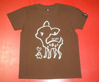 my girl　Tシャツ　ダークブラウン【BPGT（バンビプラネットグラフィックTシャツ）】sp017【A】 子鹿 kawaii アニマル POP イラスト ロゴ プリント オリジナルTシャツ T-SHIRTS