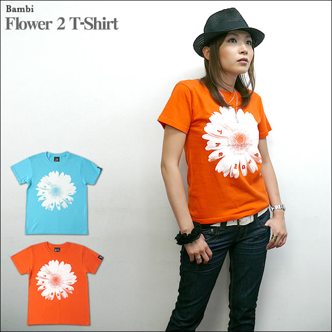 Flower 2 Tシャツ【BPGT（バンビプラネットグラフィックTシャツ）】sp070tee2☆☆【geki-v-sale-bate】 激安 在庫一掃タイムセール花びらにThe Bambiの文字ポップでグラフィカルなフラワーTシャツ♪