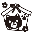 干支スタンプ(戌年)絵柄/16.黒リボン年賀エコ・ゴム印(20×20mm)【ゴム印・スタンプ・イラスト】