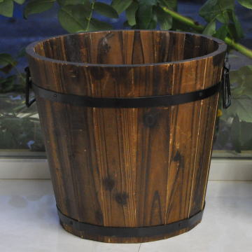 樽型木製鉢　10号バラ向き