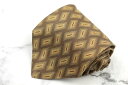 ジョルジオ アルマーニ GIORGIO ARMANI 伊製 シルク 総柄 ブラウン シルク ブランド ネクタイ 送料無料 【中古】【良品】