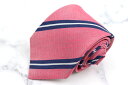 メーカーズシャツ鎌倉 MAKER'S SHIRT KAMAKURA ハンドメイド 日本製 シルク リネン ストライプ柄 レッド シルク ブランド ネクタイ 送料無料 【中古】【美品】