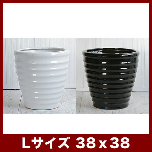 ルッカ　HR1　ツヤ　Lサイズ 　　≪植木鉢/陶器鉢/白黒磁器系≫