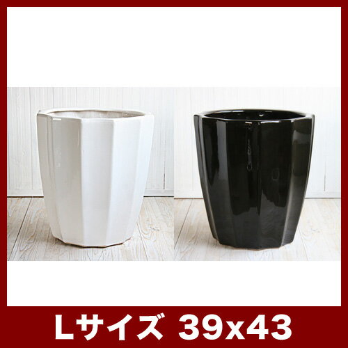 ルッカ　TR2　ツヤ　Lサイズ　　　≪植木鉢/陶器鉢/白黒磁器系≫