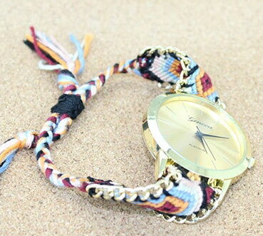 ミサンガウォッチ 日本製ムーブメント使用 時計 クォーツ可愛いボヘミアンテイスト 【13色展開】即日発送