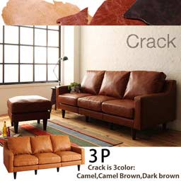 カウチソファーソファsofaヴィンテージスタンダードソファ【Crack】クラック3P三人掛け3人掛け