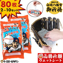 【必勝祈願済】 2～10個セット 当店オリジナル <strong>野球</strong>用ウェットシートクリーナー フキピカ 80枚入り 大容量 グローブ・ミット・バットなど<strong>野球</strong>用品の汚れ落としに ミンクオイル配合 つや出し グラブ スパイク トレシュー ヘルメット マスク