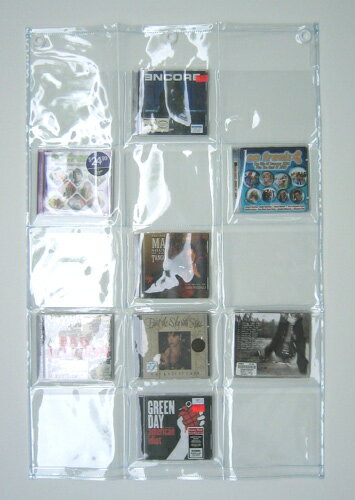 オールクリア★透明ウォールポケット　CD15ポケット【SBZcou1208】CDサイズのポケットが15個　　