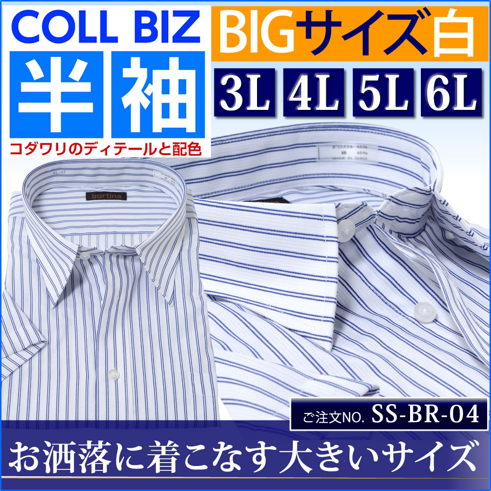 半袖 ワイシャツ 大きいサイズ 3l 4l 5l 6l 青 ブルー ss-br-04/1枚…...:beauty-ex:10009817