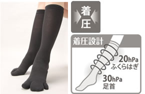 【特価】スリム細ックス　着圧ハイソックス　BODY-K 美調整ソックス　ブラック　22-24cm