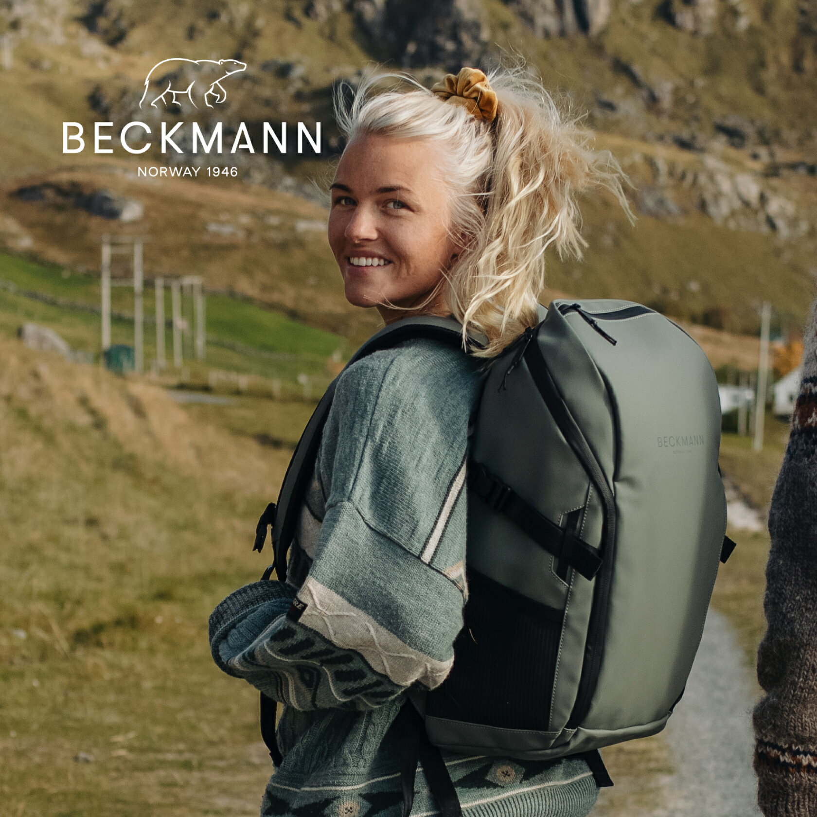 【BECKMANN】<strong>ベックマン</strong> <strong>ノルウェー</strong> バックパック STREET GO Green リュック 26L メンズ レディース 北欧 グリーン 緑 大容量 撥水 ビジネス パソコン ノートPC チェストベルト ヒップベルト 通学 通勤 出張 旅行 北欧