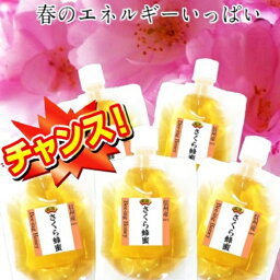 <strong>SUPER-OFF</strong>50％OFF半額 オーガニック はちみつ 国産 さくら蜂蜜 ギフト 非加熱 送料無料 ギフト 無農薬 桜 生蜂蜜 スパウト パウチ 100g 5個 【合計500g】【のど 殺菌効果 お医者さんもお勧め 風邪予防】国産サクラはちみつ 100％