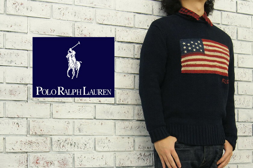 【POLO by Ralph Lauren】ラルフローレン 星条旗 コットン&リネン&シルク セーター/NAVY【あす楽対応】　