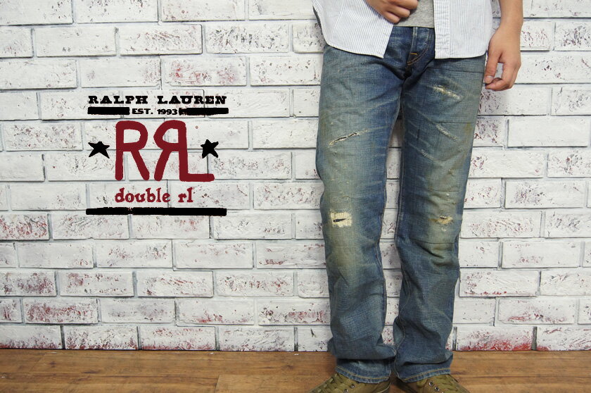 【RRL】ラルフローレン DOUBLE RL ダブルアールエル LOW STRAIGHT リペアステッチ加工 ジーンズ"SANTOS TWO"