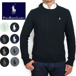 POLO by Ralph Lauren <strong>ラルフローレン</strong> メンズ ケーブル <strong>コットン</strong> クルーネック ニット ポニー <strong>セーター</strong>