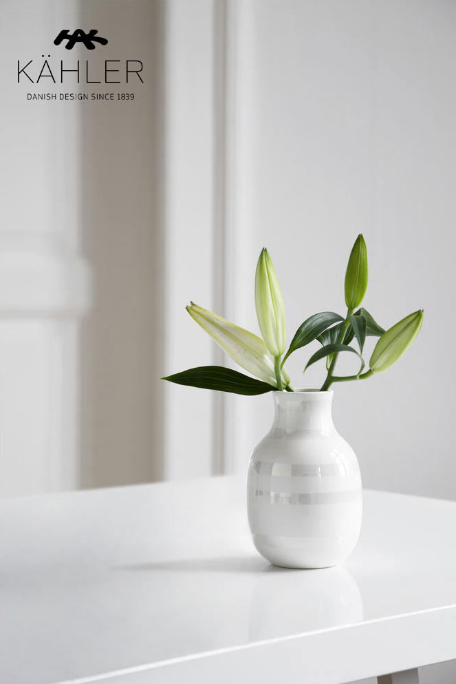 花瓶 KAHLER ケーラー オマジオ フラワーベース Sサイズ パール 白 花瓶 Omaggio Pearl vase (S)16052花瓶 陶器 ベース 北欧 花びん ギフト プレゼント