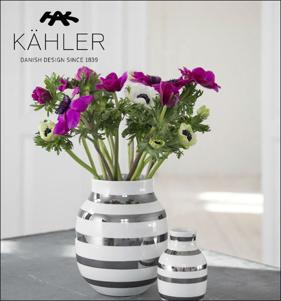 Kahler ケーラー オマジオ ベース (M) ミディアム シルバー Omaggio Vase Silver Medium H:20cm 15212花瓶 陶器 ベース 北欧 花びん ギフト