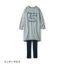 【エントリーでP10倍!10/26 1:59まで】【Disney】ディズニー 裏起毛チュニック&リブレギンス長袖パジャマ 「ミッキーマウス」 ◆ S M L LL 3L ◆ ◇ 女性 パジャマ ルーム 部屋着 ◇