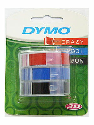 ダイモ/DYMO　マットテープ（つやなし）3色セット9mm×2m　DM0092-3M　（ブラック・レッド・ブルー）