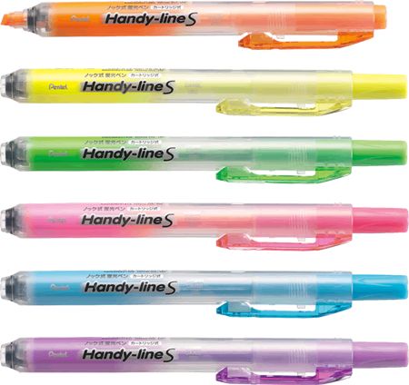 ぺんてる　ハンディライン・エス/Handy-line S　＜ノック式蛍光ペン＞　SXS15