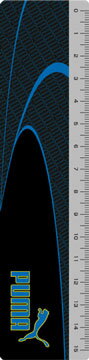 ・プーマ　ブラックシリーズ　直線定規（15cm）　672PM　クツワPUMA ブラックにブルーのプーマロゴです