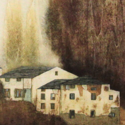 岩切裕子　額付き木版画　『あるピアニストの不在』（2008年）