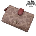コーチ COACH 二つ折り財布 ミディアム コーナージップウォレット レディース シグネチャー コーティングキャンバス 33034 B4NQ4