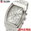 ELGIN エルジン 腕時計 トノー型 クロノグラフ メンズ シルバー文字盤 FK1215S-S