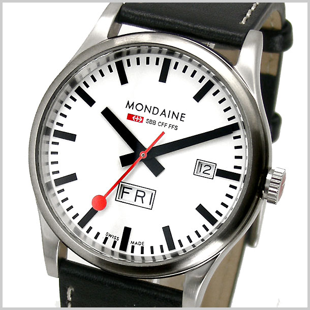 MONDAINE（モンディーン）スイス国鉄オフィシャル鉄道ウォッチ SPORT LINE（スポーツライン）デイデイト ホワイト 正規品 30%OFF