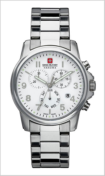 SWISS MILITARY （スイスミリタリー）クロノグラフ腕時計 クラシック ホワイト文字盤（男性用）（正規品）20%OFF ML-284送料無料