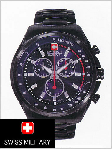 SWISS MILITARY （スイスミリタリー） クロノグラフ腕時計・RACING（レーシング） PVD Blackコーティング・ブルー文字盤（男性用）20%OFF ML-316 スイスミリタリー送料無料