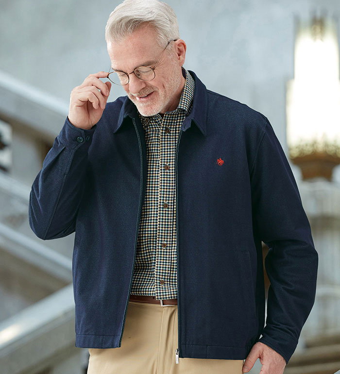 ＼まとめ買いクーポン配布中／ブルゾン メンズ ＜ポロ・ビーシーエス＞着心地快適デニム調スイングトップ(S〜3L) 2025秋冬 ベルーナ belluna秋冬 アウター 羽織り ★レビュー企画対象