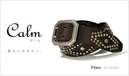 『Calm -Pluto-』【40%OFF ベルト】350個ものスタッズを贅沢にデザイン、八角形のダブルピンバックルのスタッズベルト belt