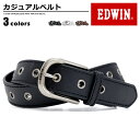 ベルト メンズ エドウィン EDWIN カジュアルベルト 合成皮革 PU Sハトメ カジュアル プレゼント 無地 シンプル ユニセックス men's ladies belt ブラック ダークブラウン ホワイト 黒 濃茶 白 ベルトン Belton