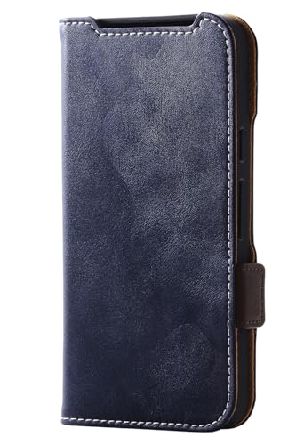 エレコム Google Pixel 9 / 9 pro ケース レザー カバー 手帳型 マグネット フラップ 衝撃吸収 ワイヤレス充電可 ストラップホール付 スタンド機能付 カード収納(ポケット*2) ネイビー PM-P242PLFYNV