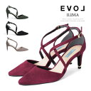 EVOL パンプス ポインテッドトゥ クロスストラップ ピンヒール ヒール7cm スエード イリマ ヒール (7271) 結婚式 パーティ 靴 【送料無料】