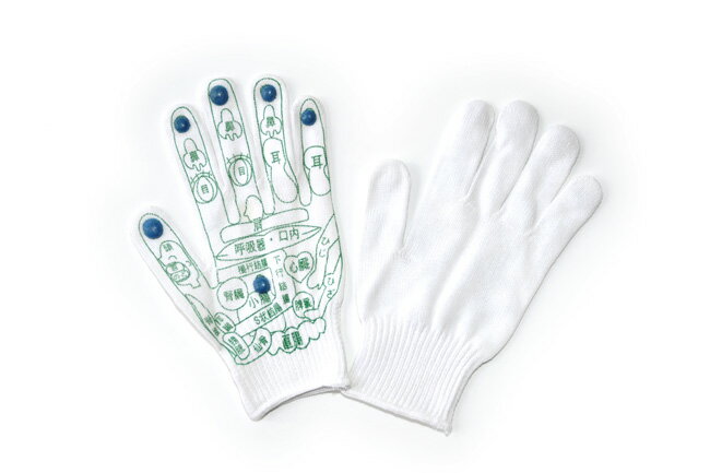 手のツボ図解付き手袋　男性用フリーサイズ（白色）　25双！