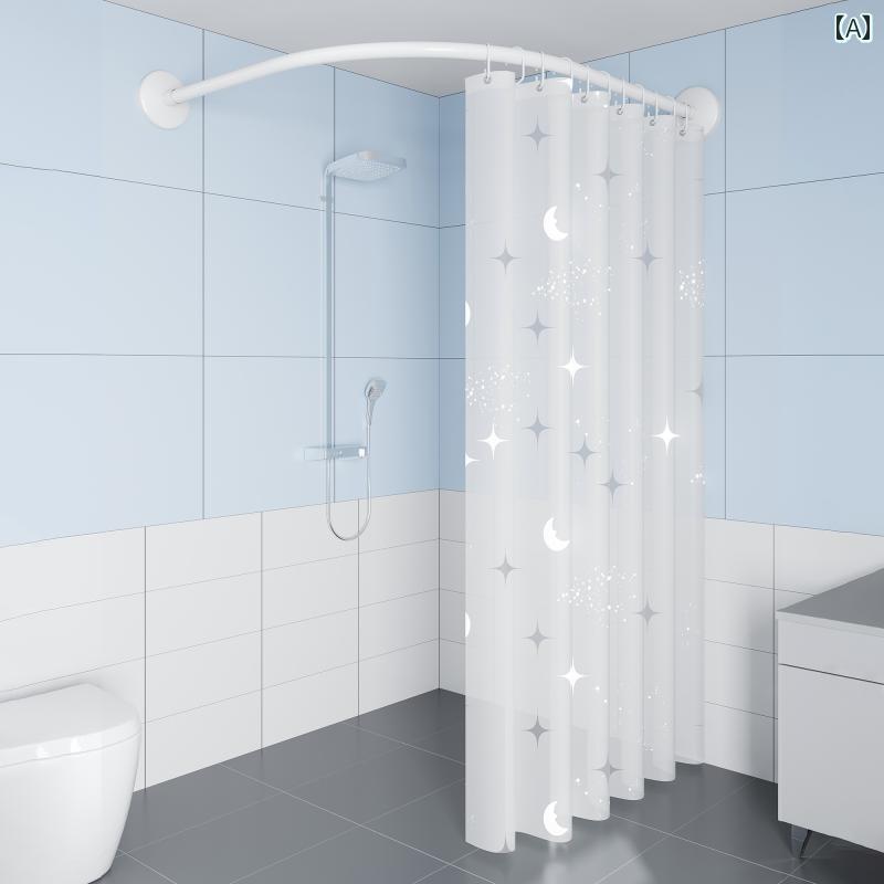 バス ルーム カーテン の パンチング 湾曲 ロッド バス ルーム シャワー カーテン 防水 パーティション L 字型 吊り下げ 入浴