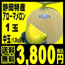 メロン 【送料無料】静岡産 アローマメロン 中玉(1.2キロ前後)1玉 箱入り【楽ギフ_包装】【楽ギフ_のし宛書き】【楽ギフ_メッセ】【母の日】「北海道・沖縄は+540円」