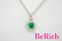 Pt850 Pt900 プラチナ エメラルド 0.34ct ダイヤモンド 0.24ct デザイン ネックレス ペンダント メレ 宝石 ジュエリー アクセサリー 【中古】【送料無料】 th3698