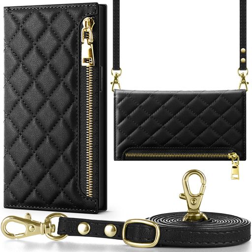 NODALAiPhone7Plus/iPhone8Plusケース手帳型ショルダー付き斜めがけPUレザー財布型カバーレディース用おしゃれ長さ調整可能ロングストラップカード収納小銭入れ付きスタンド機能耐衝撃